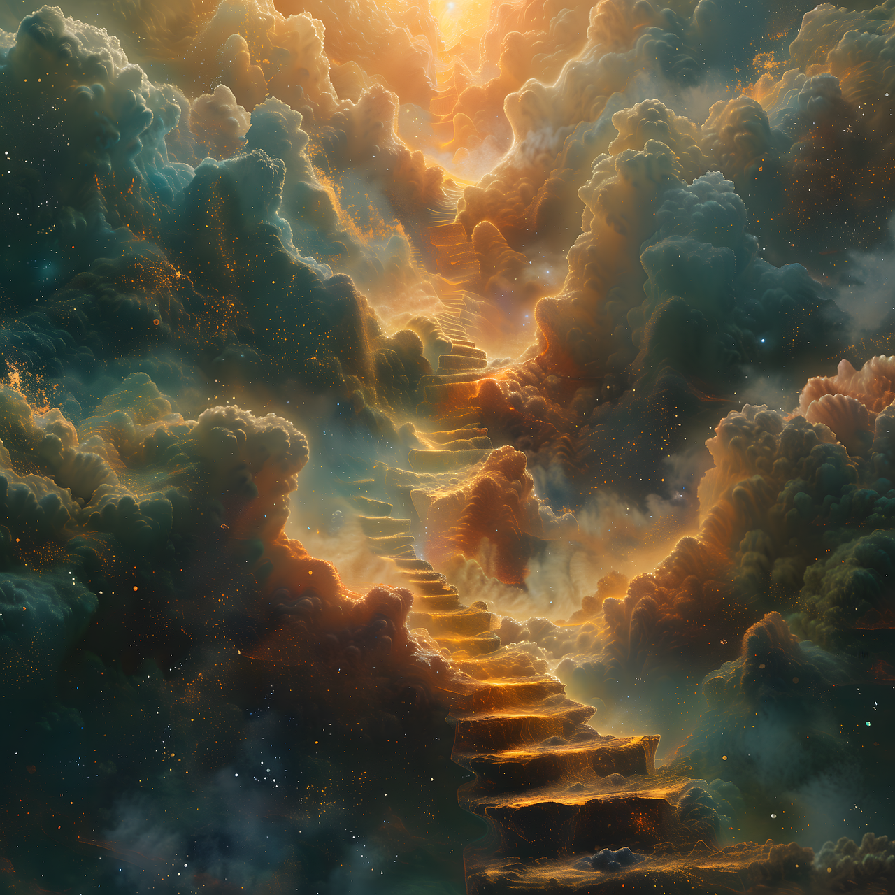 Bild Kyraxys | Pixabay.com https://pixabay.com/illustrations/ai-generated-clouds-stairs-abstract-8817349/